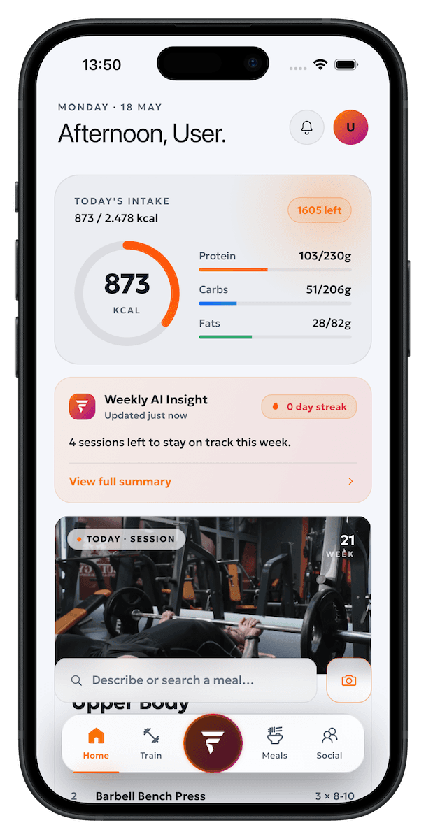 FitNutri AI app in light theme