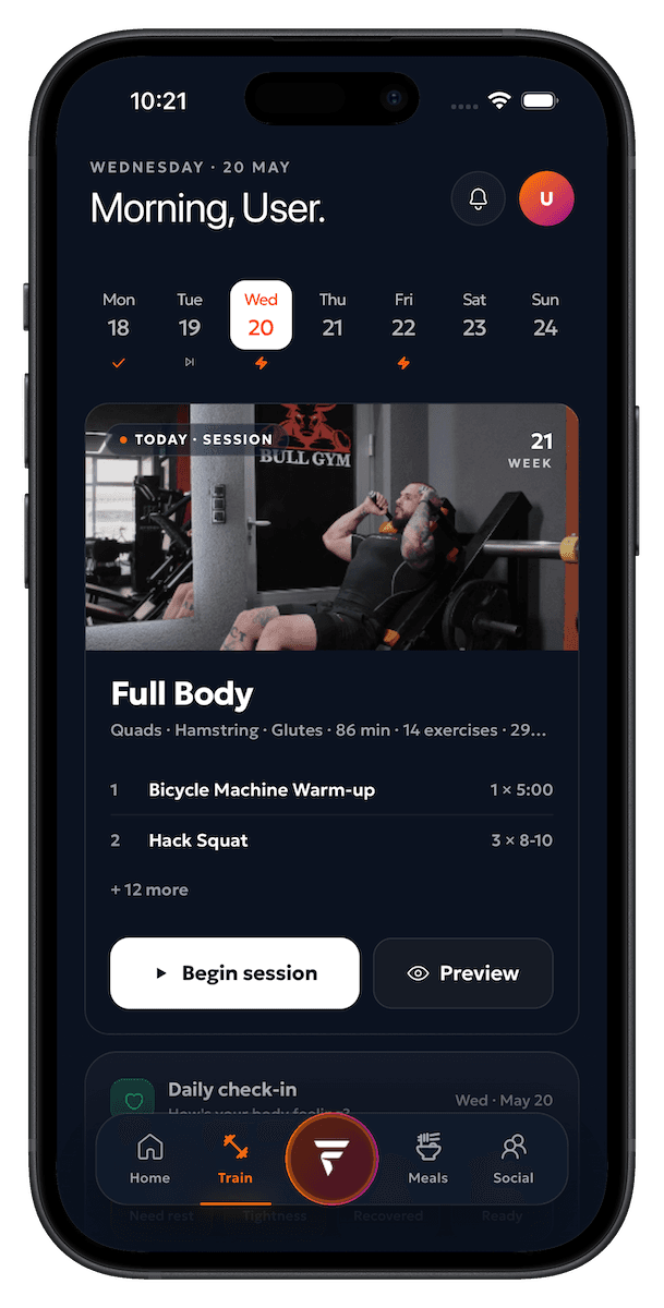 Workouts screen